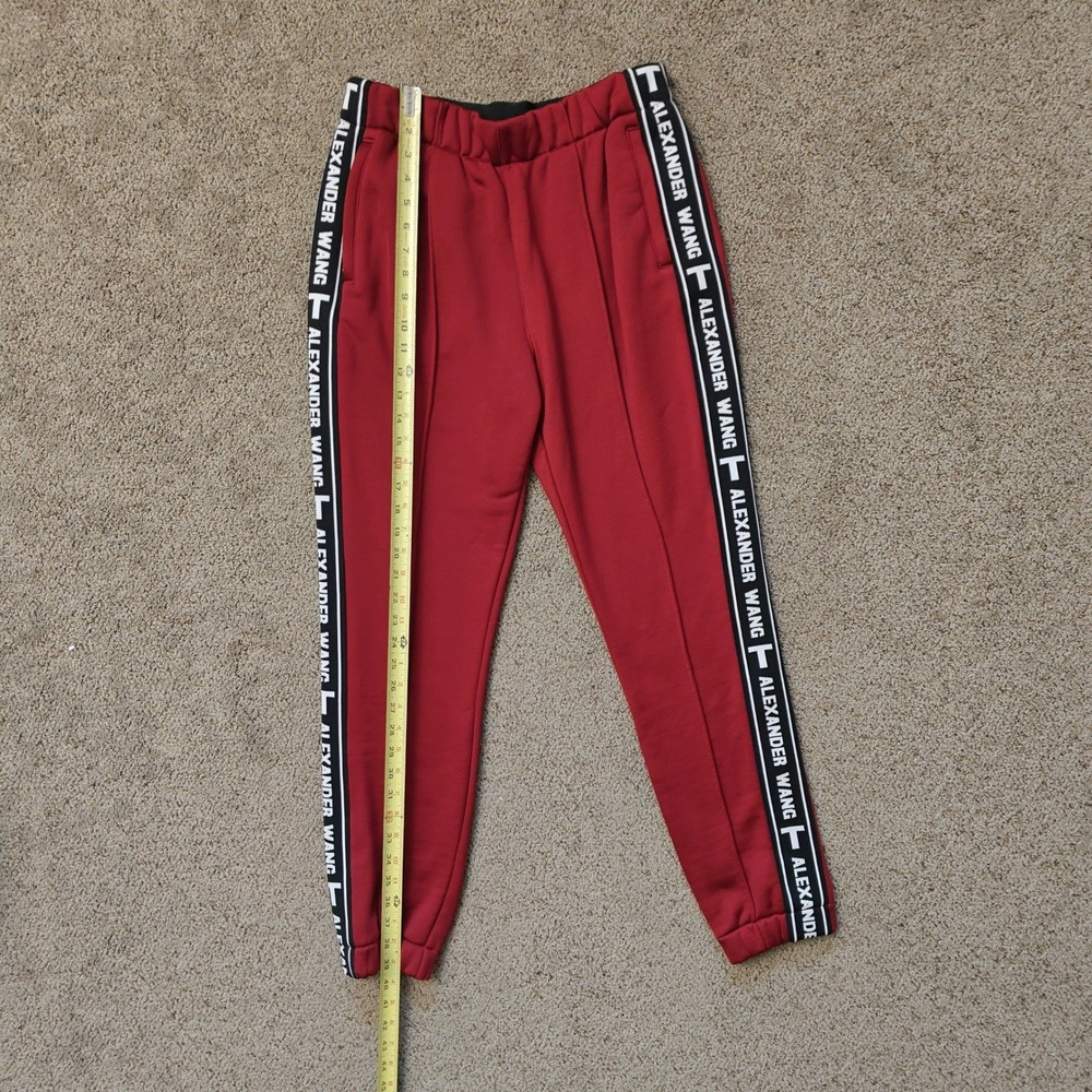 Alexander Wang Designer Track Pants Logo Joggers‎ Red Womens Size Small - Picture 8 of 12
